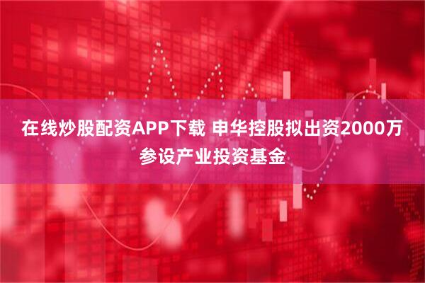 在线炒股配资APP下载 申华控股拟出资2000万参设产业投资基金